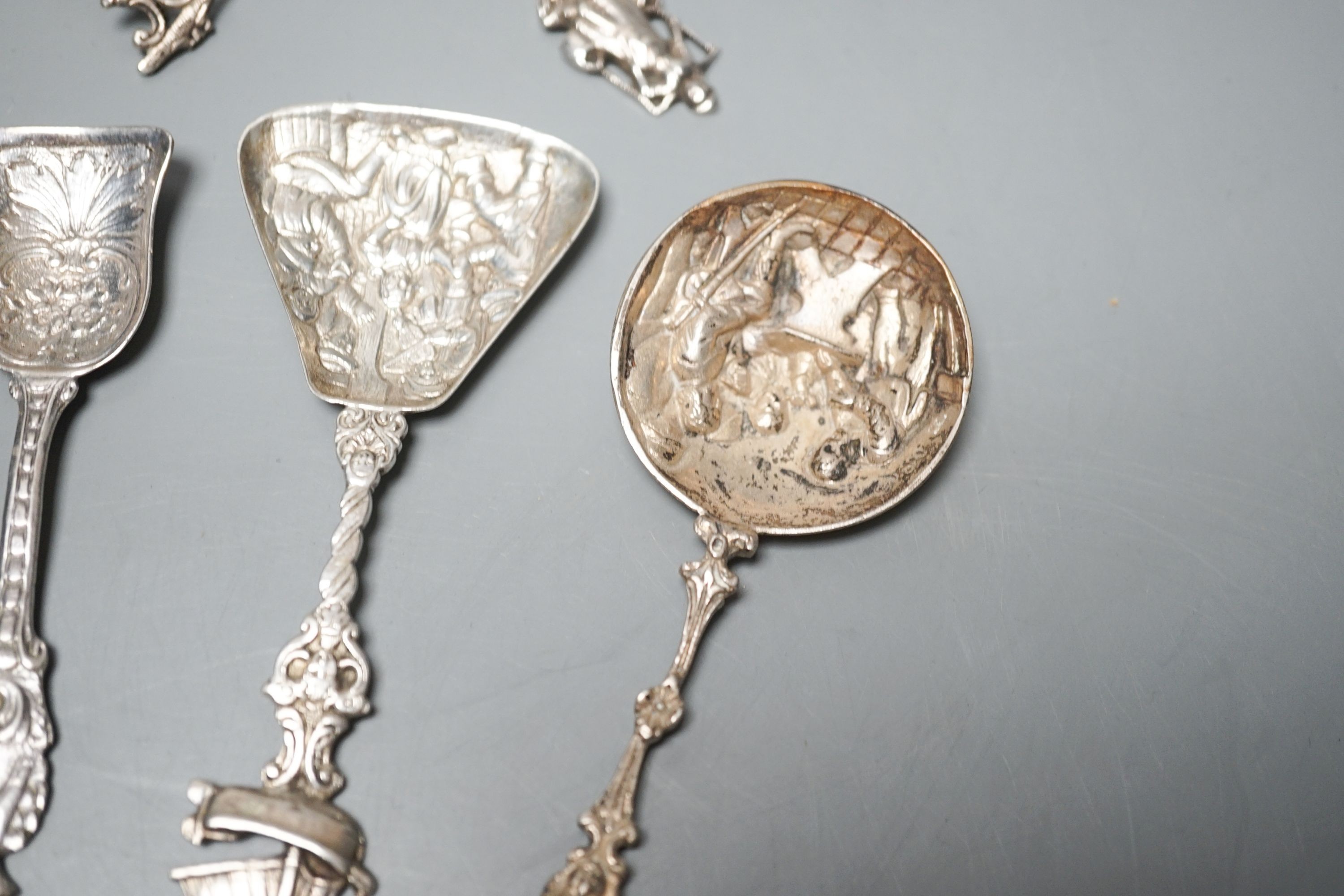 A small group of assorted mainly Dutch white metal spoons.